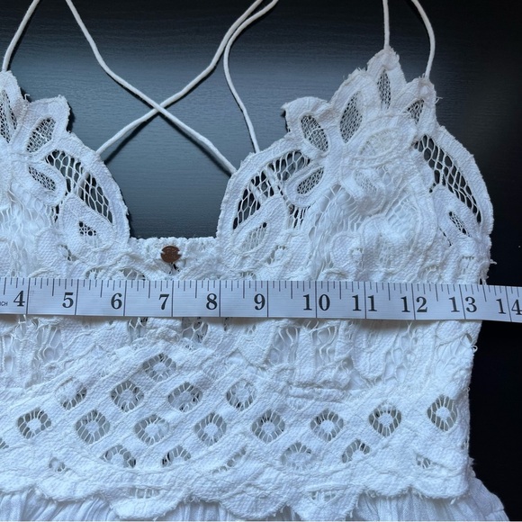 Free People Women’s Adella Cami Lace Ruffled Tank Top White Size L - Picture 9 of 9